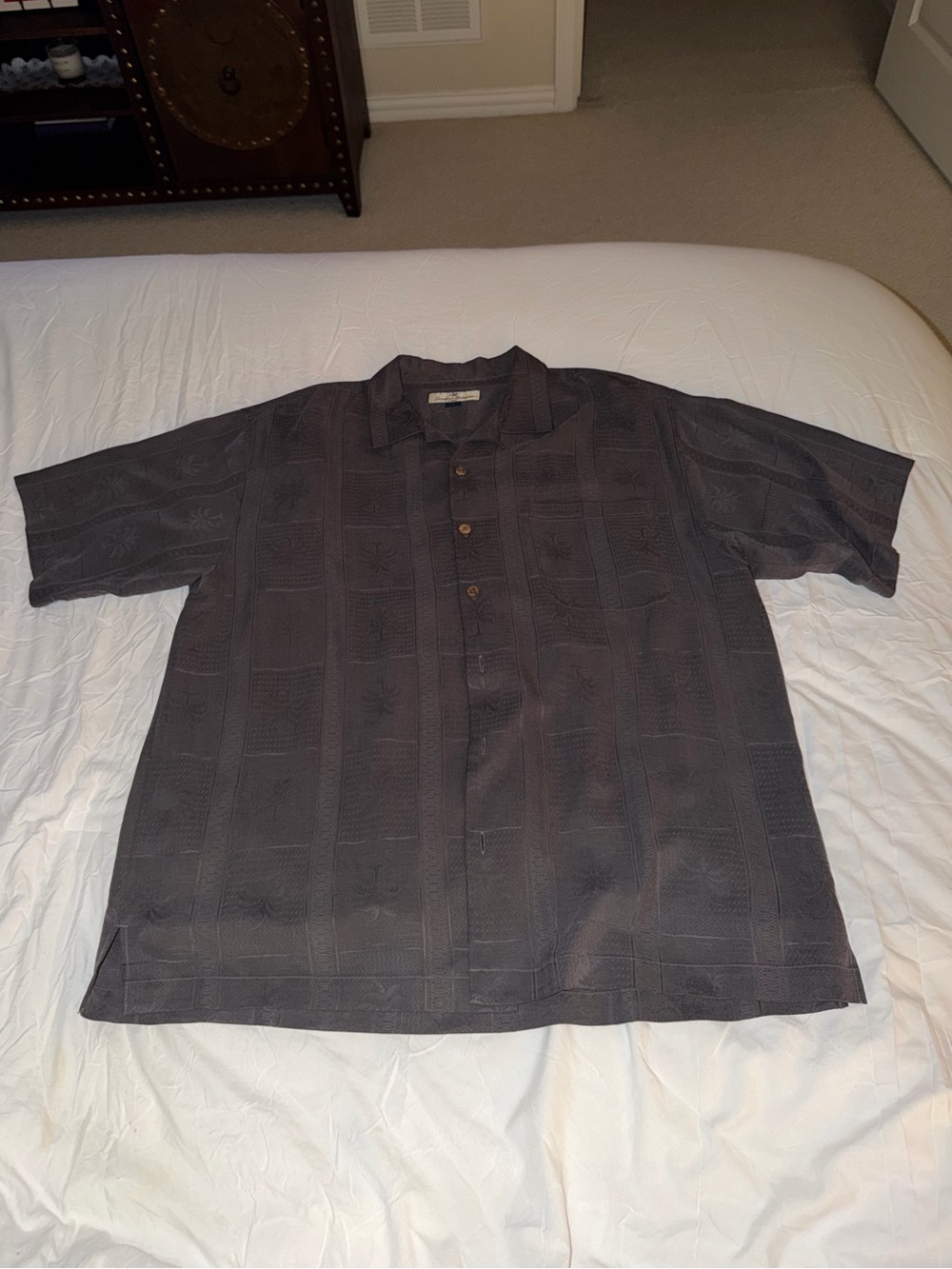 Tommy Bahama Charcoal Camp Shirt